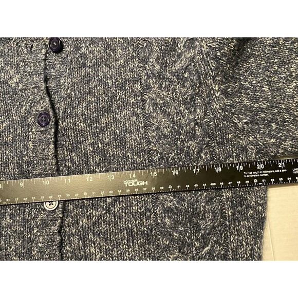 LL Bean Womens Sweater Marled Cardigan Wool Blend Button Front Blue Large NWOT - Picture 14 of 16
